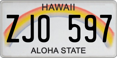 HI license plate ZJO597