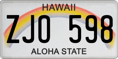 HI license plate ZJO598