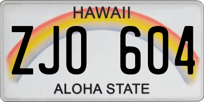 HI license plate ZJO604
