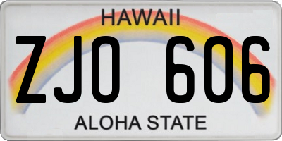 HI license plate ZJO606