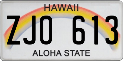 HI license plate ZJO613