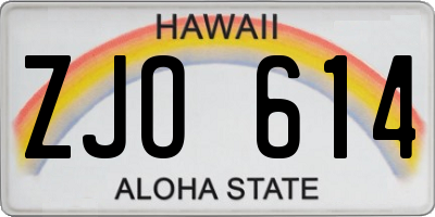 HI license plate ZJO614