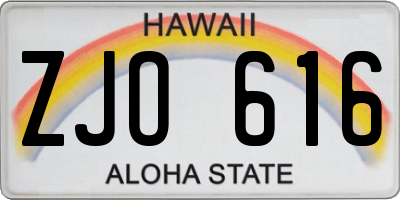 HI license plate ZJO616