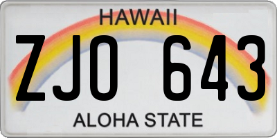 HI license plate ZJO643