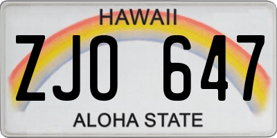 HI license plate ZJO647