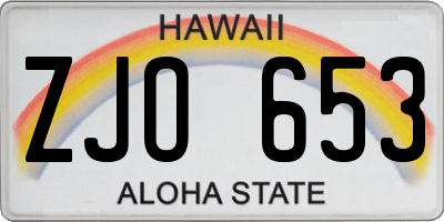 HI license plate ZJO653