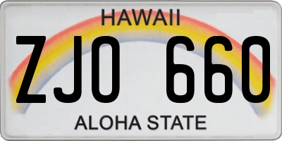 HI license plate ZJO660