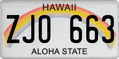 HI license plate ZJO663