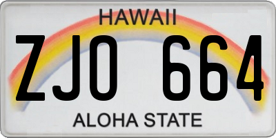 HI license plate ZJO664