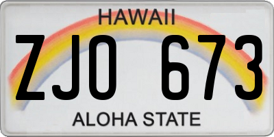HI license plate ZJO673