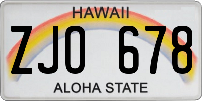 HI license plate ZJO678