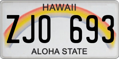 HI license plate ZJO693