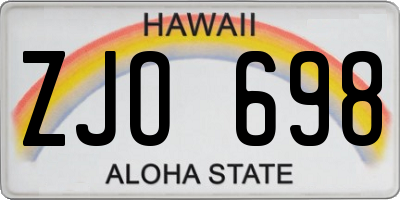 HI license plate ZJO698