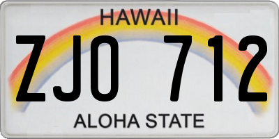 HI license plate ZJO712