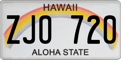 HI license plate ZJO720