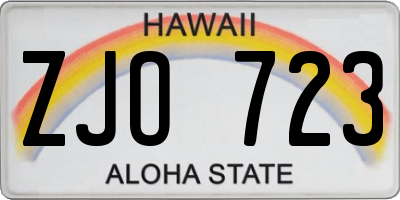 HI license plate ZJO723
