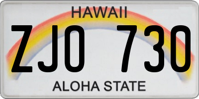 HI license plate ZJO730