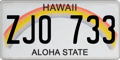 HI license plate ZJO733