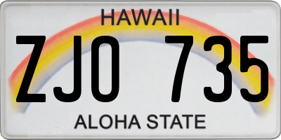 HI license plate ZJO735