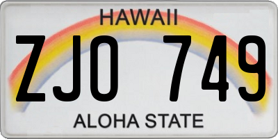 HI license plate ZJO749