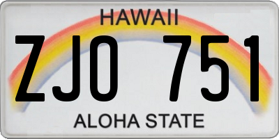HI license plate ZJO751