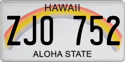 HI license plate ZJO752