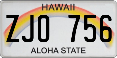 HI license plate ZJO756