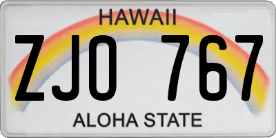 HI license plate ZJO767