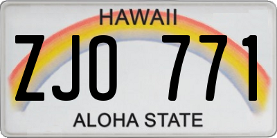 HI license plate ZJO771
