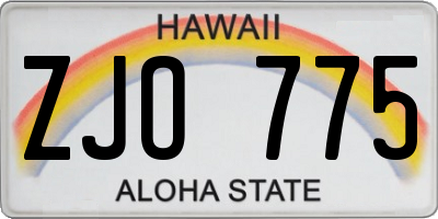 HI license plate ZJO775