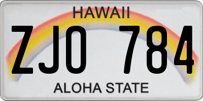 HI license plate ZJO784