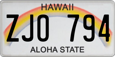 HI license plate ZJO794