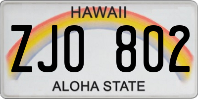 HI license plate ZJO802