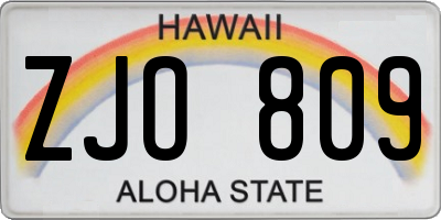 HI license plate ZJO809