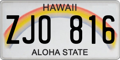 HI license plate ZJO816