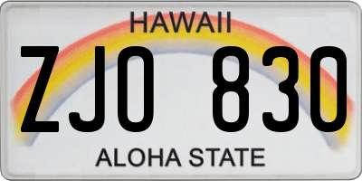 HI license plate ZJO830