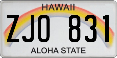 HI license plate ZJO831