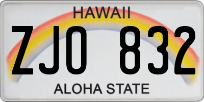 HI license plate ZJO832