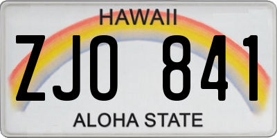 HI license plate ZJO841