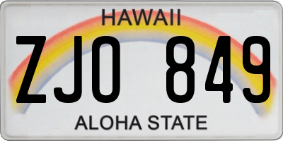 HI license plate ZJO849