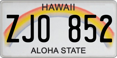 HI license plate ZJO852