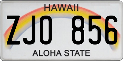HI license plate ZJO856