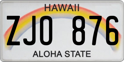HI license plate ZJO876