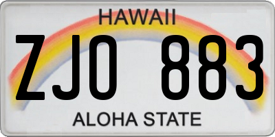 HI license plate ZJO883
