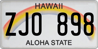 HI license plate ZJO898