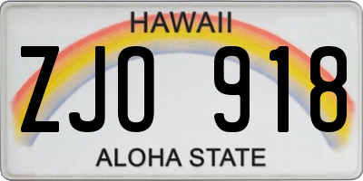 HI license plate ZJO918