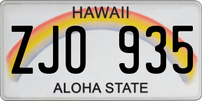 HI license plate ZJO935