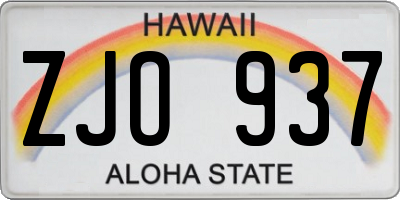 HI license plate ZJO937