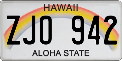 HI license plate ZJO942