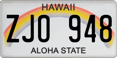 HI license plate ZJO948